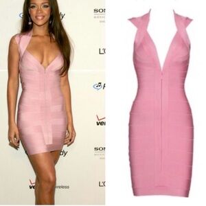 Pink Herve Leger Vintage Bandage Dress